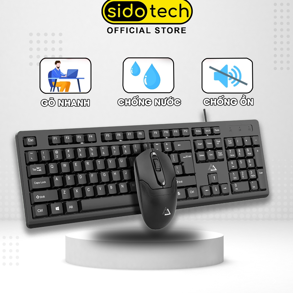 Bàn phím máy tính có dây SIDOTECH KM10 văn phòng 104 phím chống ồn silent chống nước gõ nhanh giá rẻ