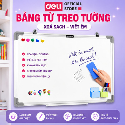 Bảng Từ Trắng DELI Nhiều Kích Thước  Bảng Mica Từ Tính Nam Châm Bảng Fooc Trắng, Móc Treo Tường