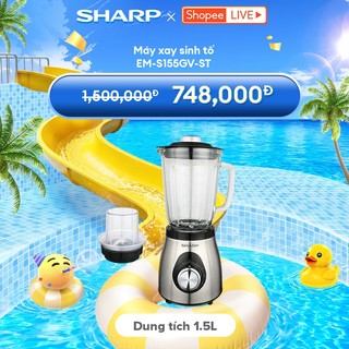 Máy xay sinh tố sharp em-s155gv-st 1.5l cối thủy tinh - bh 12t