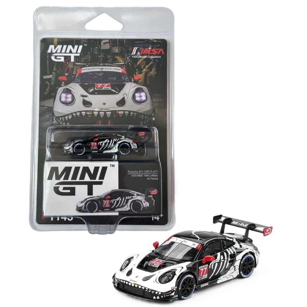 Sẵn hàng TPHCM- Mini GT MGT01143 Porsche 911 GT3 R #77 AO Racing Rexy Skeleton