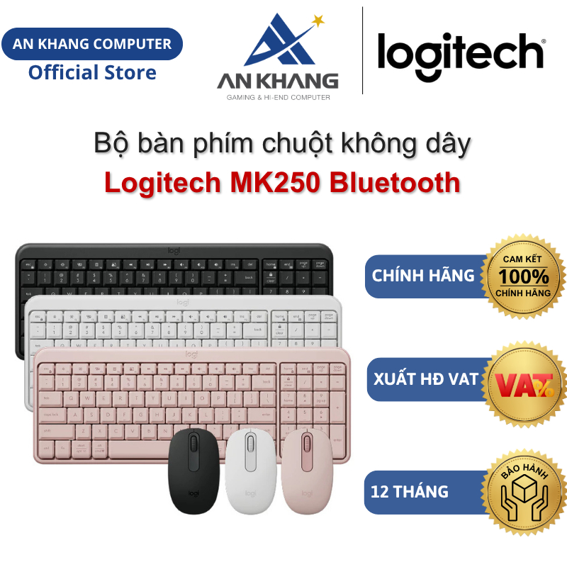 Bộ bàn phím chuột không dây Bluetooth Logitech MK250 Chính hãng Bảo hành 12 Tháng
