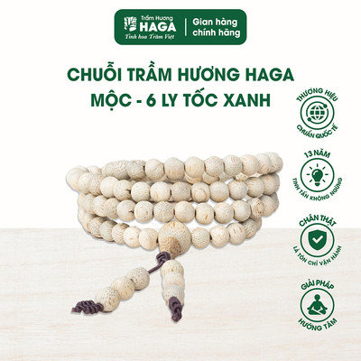 Chuỗi trầm hương HAGA mộc, Thơm trầm dịu nhẹ, Phong thủy tài lộc - 108 hạt 6ly/8ly