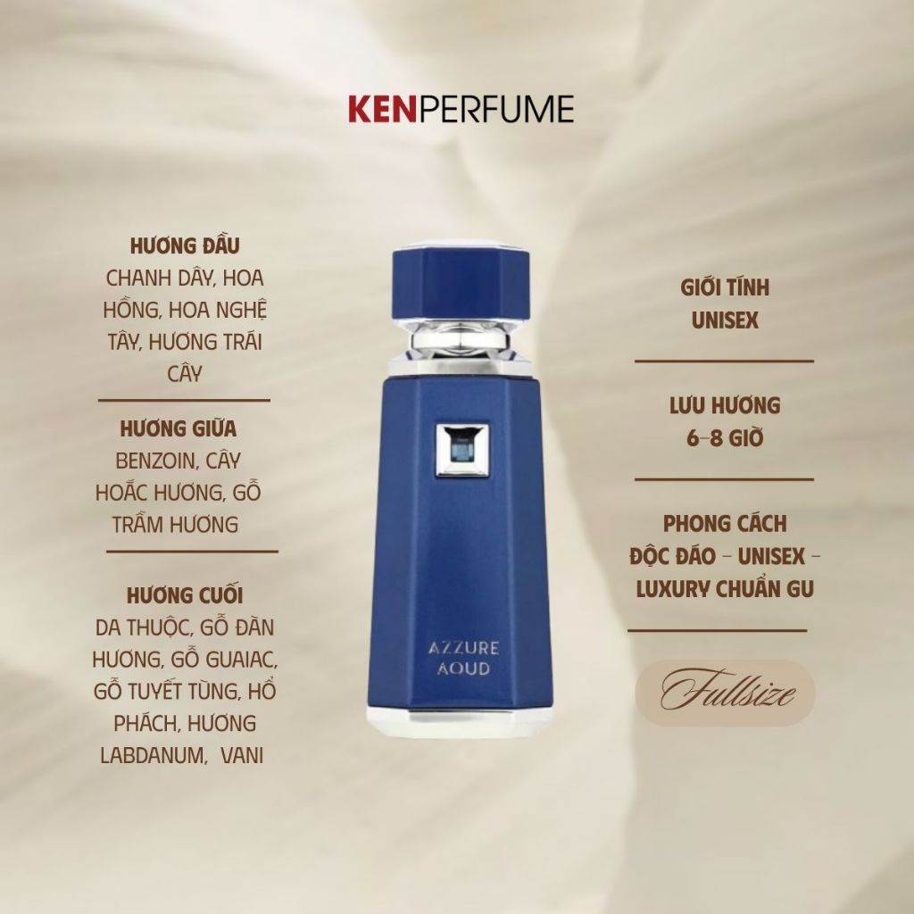Nước hoa Fullseal 100ML Azzure Aoud EDP | Nước Hoa Unisex | Ken Perfume