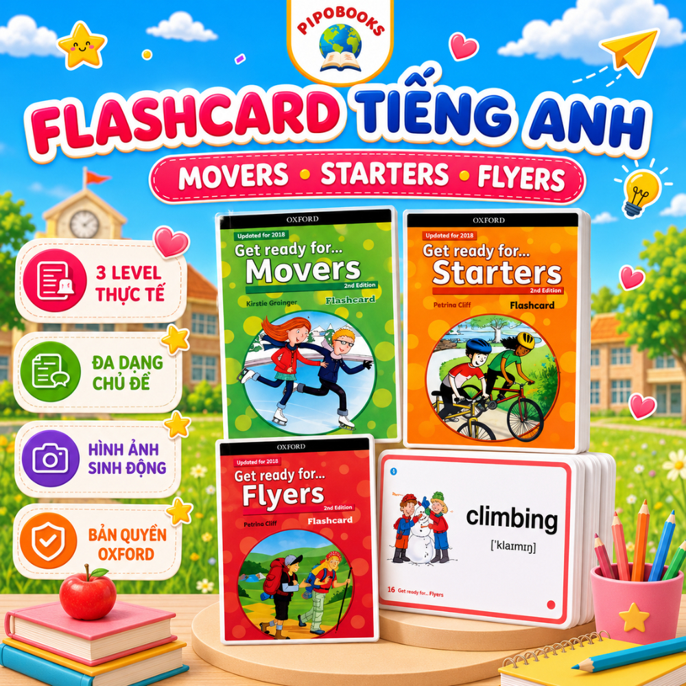 Flashcard Get Ready For Starters, Movers, Flyers 2nd Edition (Ép plastic in 2 mặt)
