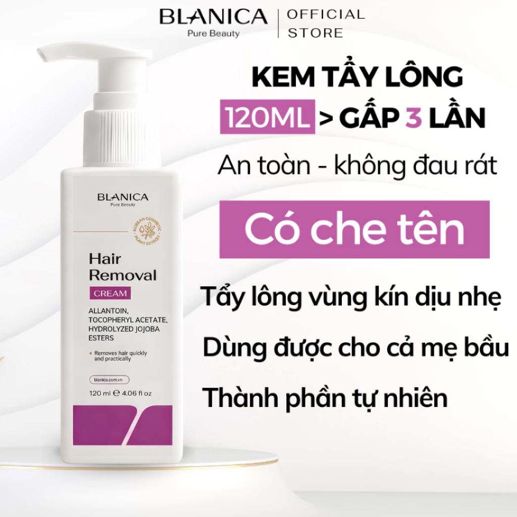 Kem tẩy lông và combo tẩy lông BLANICA tẩy sạch lông vùng kín, tay, chân, nách, dịu nhẹ không gây kích ứng da 120ml