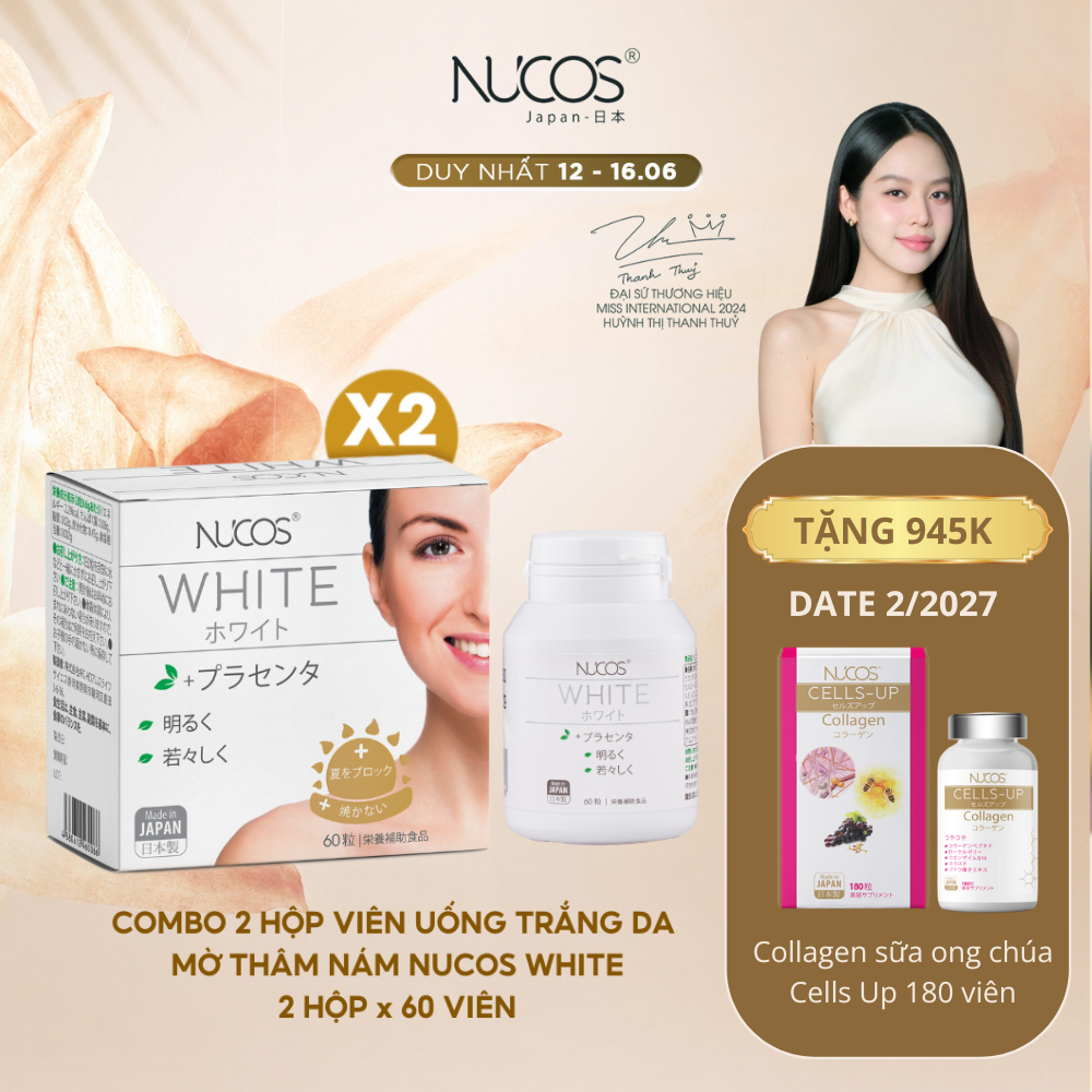 [2H White Tặng 1 Cells Up (DATE 2/2027) ] TPBVSK Viên Uống Trắng Da Nucos White Hỗ Trợ Mờ Thâm Nám S