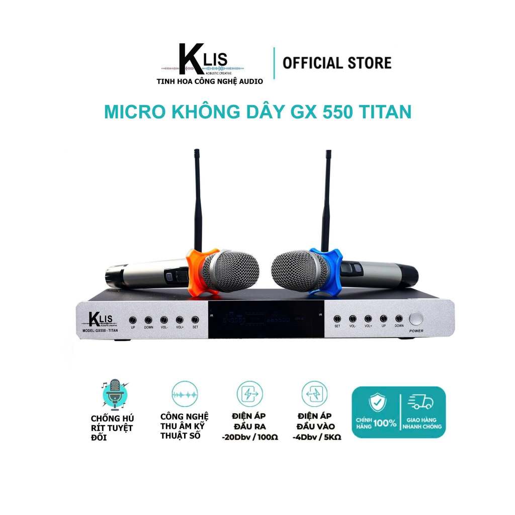 Micro Không Dây Klis GX850 Titan Cao Cấp Chính Hãng - 4 Ăng Ten Bắt Sóng Siêu Khỏe