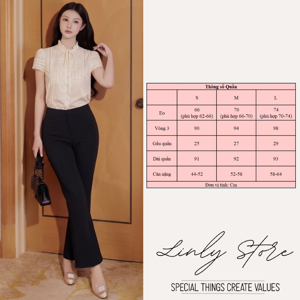 Quần tây nữ ống loe cạp cao tôn dáng, quần vải công sở co giãn cao cấp Linly Store QD-D6 | BigBuy360 - bigbuy360.vn