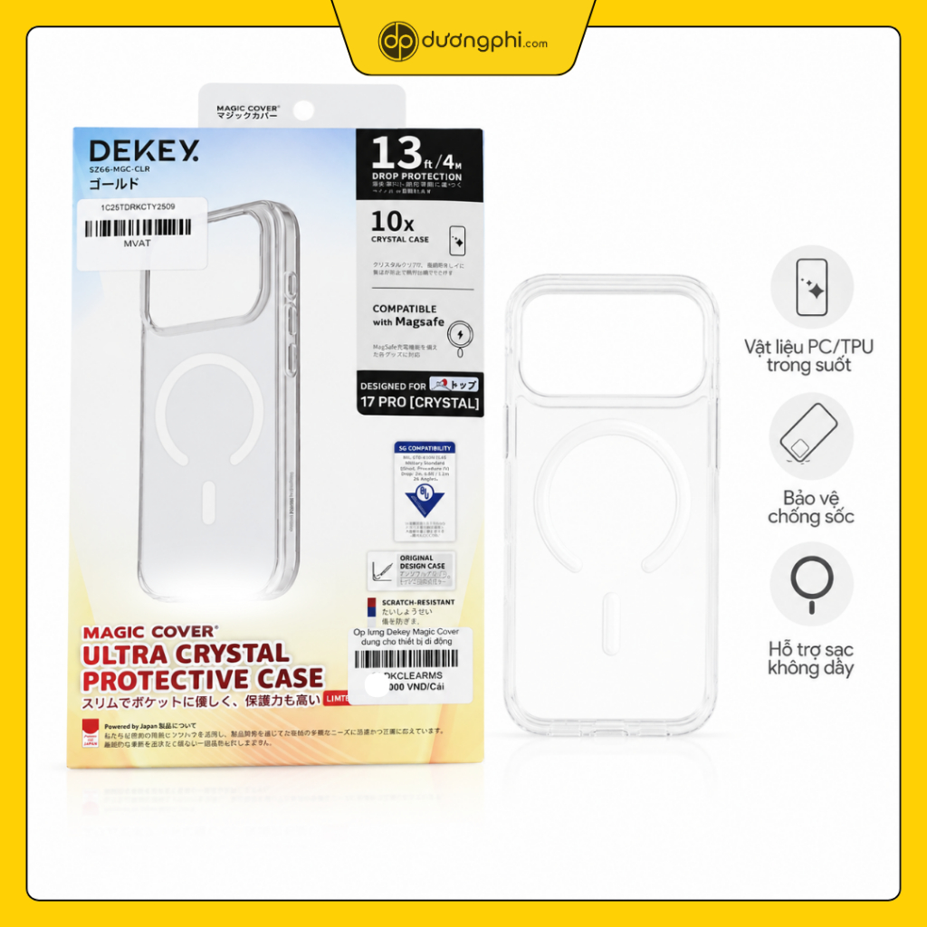 Ốp lưng trong suốt và trong MagSafe iPhone17, 17PRO/PROMAX, iPhone Air Dekey Magic Cover DEKEY