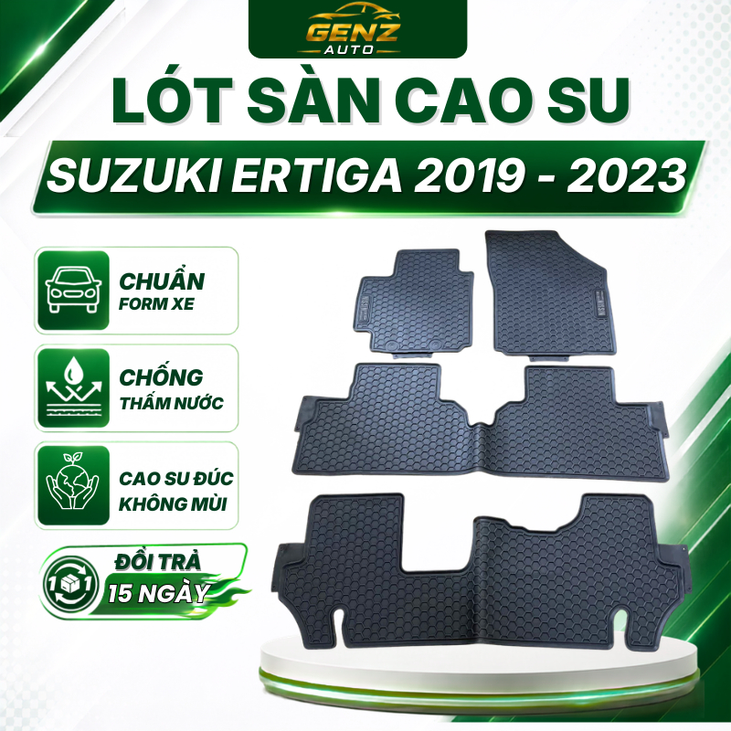 THẢM LÓT SÀN CAO SU Suzuki Ertiga 2019 - 2023 - Cao su đúc không mùi, mẫu tổ ong NISSIN