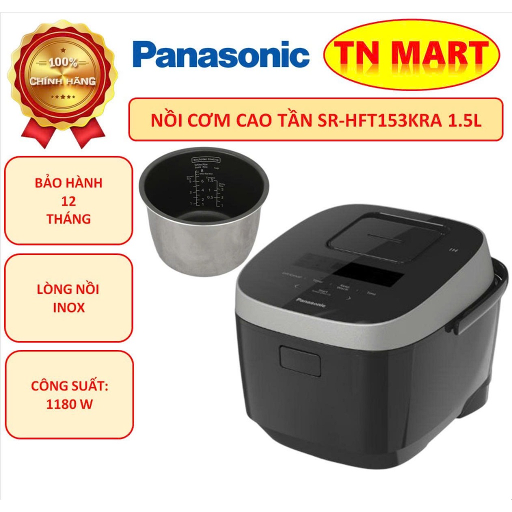 Nồi cơm cao tần Panasonic SR-HFT153KRA 1.5 lít, phù hợp 3-4 người ăn, hàng mới, bảo hành 12 tháng