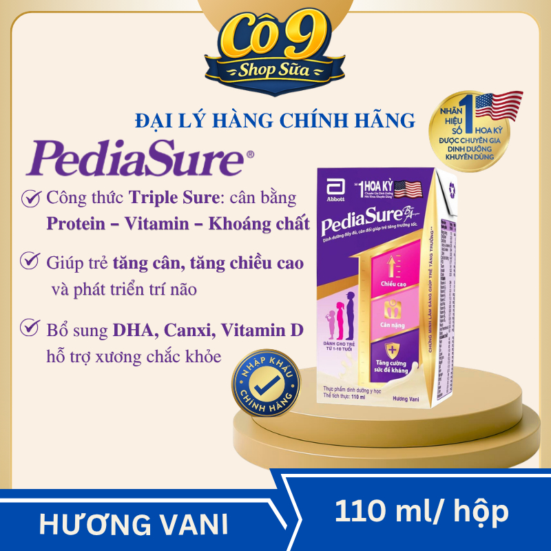 [110ml] Thực phẩm dinh dưỡng y học cho trẻ 1-10 tuổi : Pediasure hương vani 110ml