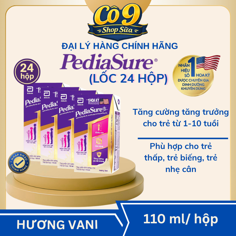 Combo 6 lốc - [110ml] Thực phẩm dinh dưỡng y học cho trẻ 1-10 tuổi : Pediasure hương vani 110ml