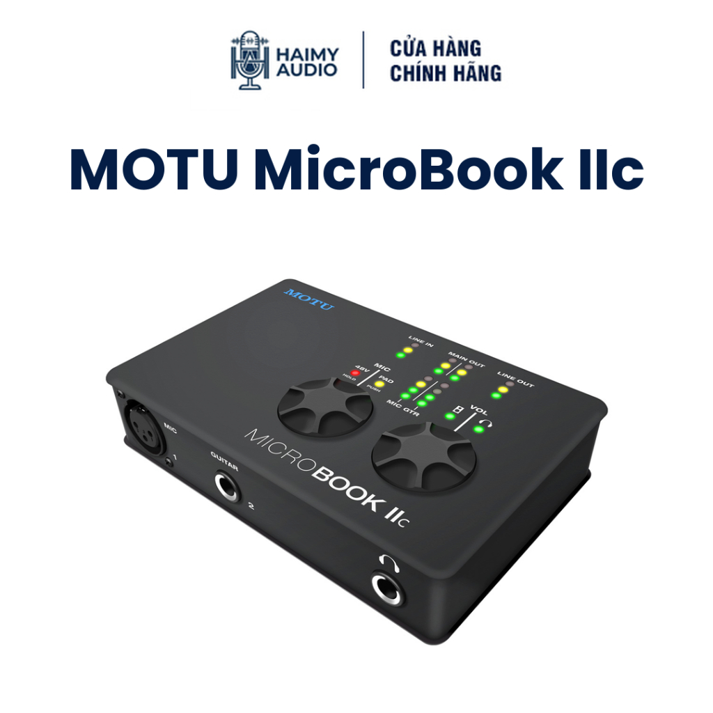 Soundcard MOTU MicroBook IIc - Audio Interface USB Thu Âm 96kHz 4 In 6 Out Phantom 48V Chính Hãng