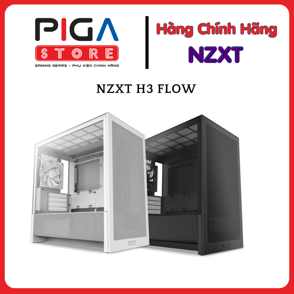 Vỏ Case Máy Tính NZXT H3 Flow M-ATX (All Black  / All White - Hàng Chính Hãng