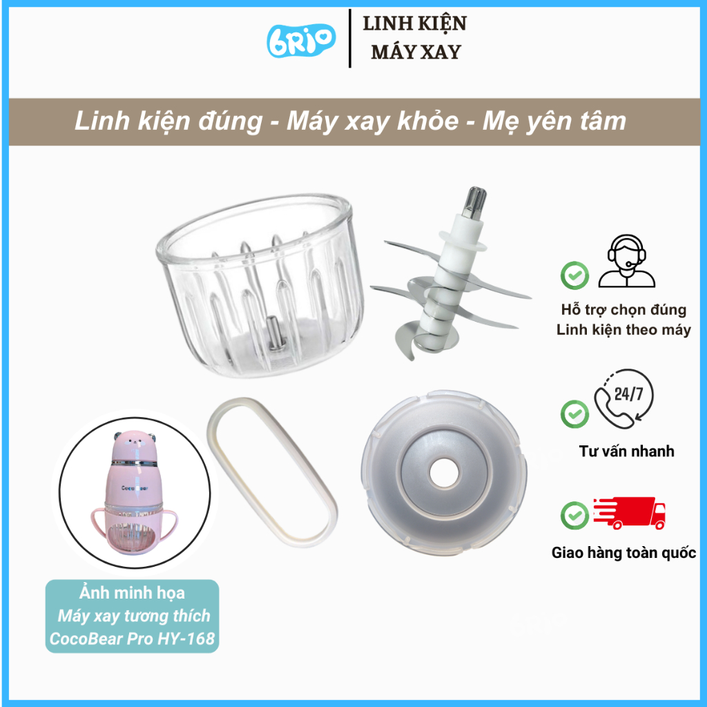 Linh Kiện thay thế của máy xay 0.3L COCOBEAR 8 lưỡi (bản Pro model HY-168)