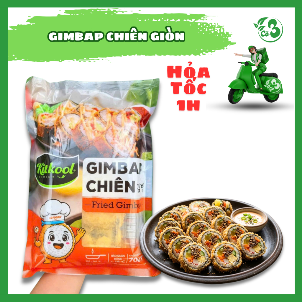 [ Hỏa Tốc 1H] GimBap Chiên Giòn Tẩm Bột Chiên Giòn Hộp 5 Cuộn- Ăn Vặt