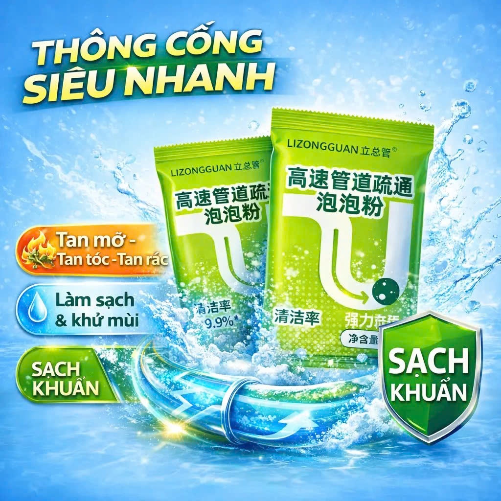 Bột Thông Tắc Ống Bọt Hiệu Suất Cao - Giải Pháp Nhanh Chóng Cho Cống Bếp Và Bồn Cầu