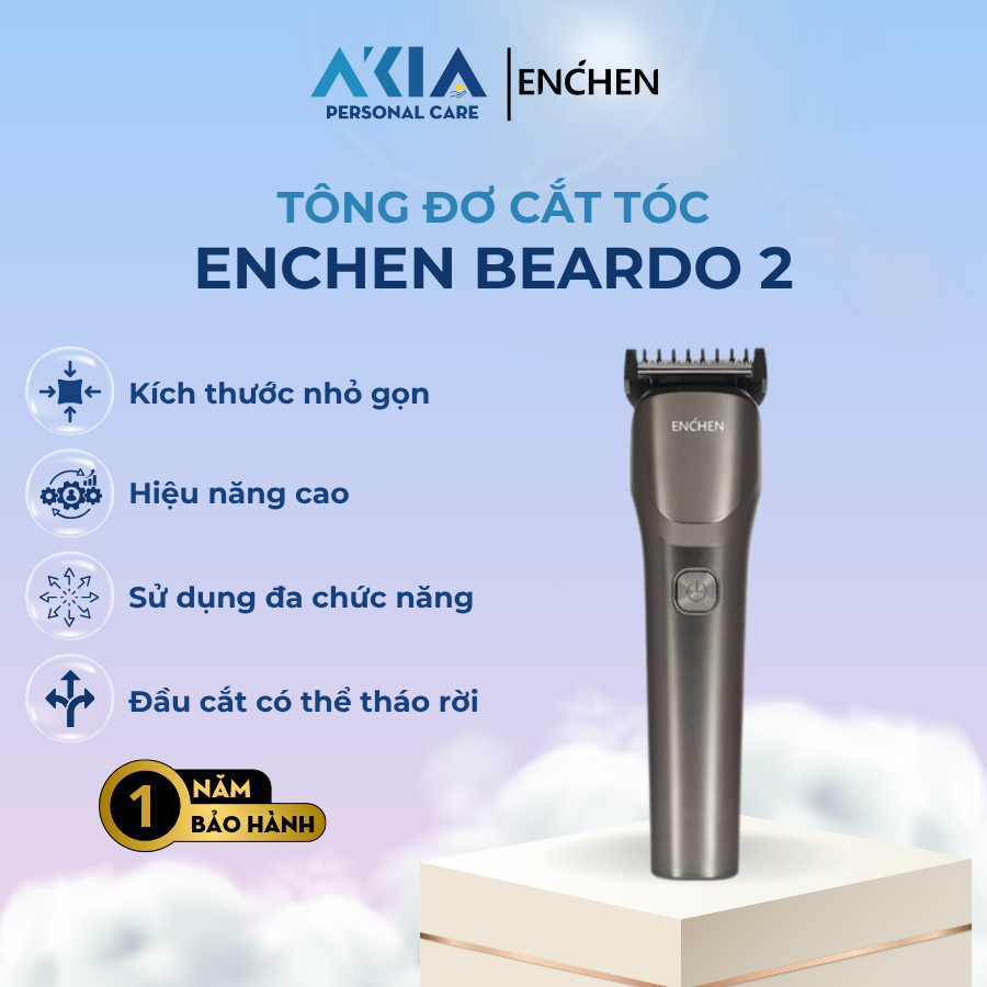 Tông đơ cắt tóc Enchen Beardo 2 - Đèn LED hiển thị mức pin, lưỡi thép không gỉ, chống kẹt tóc