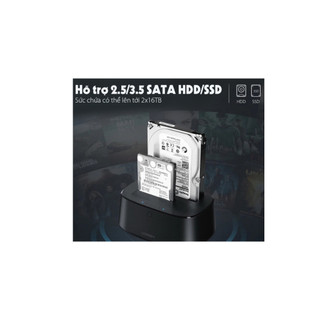 Hộp Đựng Ổ Cứng Ugreen 80556 - DOCKING Hdd/ssd 2 Khay SATA 2.5/3.5" Ugreen 50857