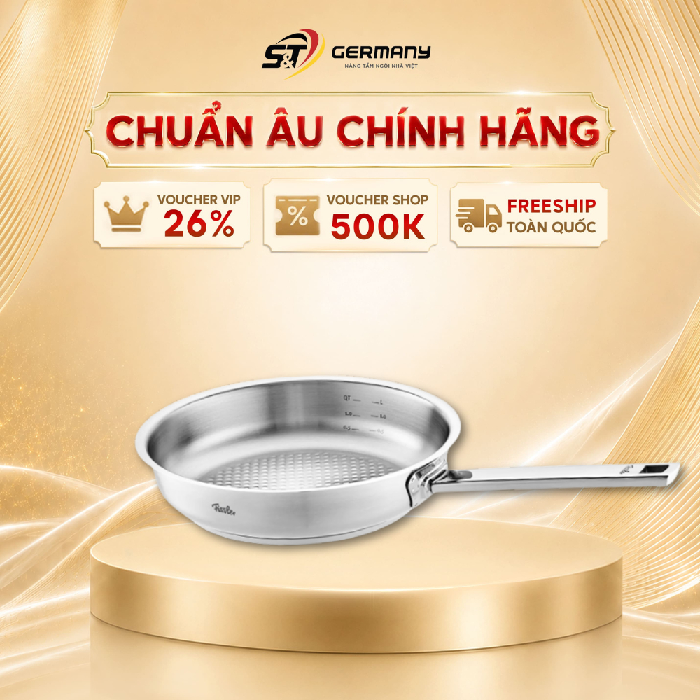 Chảo Fissler Profi Original Collection 24cm 28cm đáy Cookstar, chảo inox chiên xào đáy từ Made In Ge
