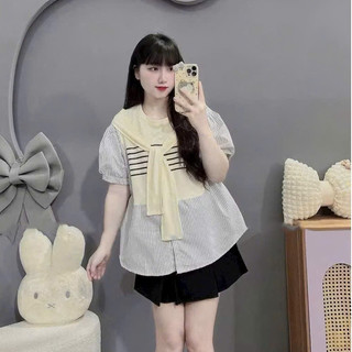 (Đủ size đến 100kg)Áo bầu Bigsize chất thô lụa phối len cực xinh