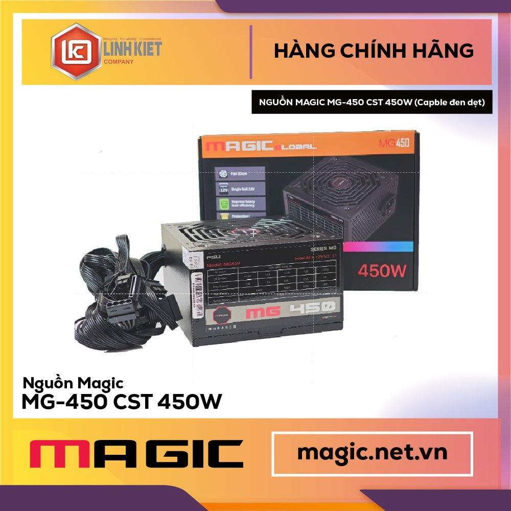 NGUỒN MAGIC MG-450 CST 450W (Capble đen dẹt)