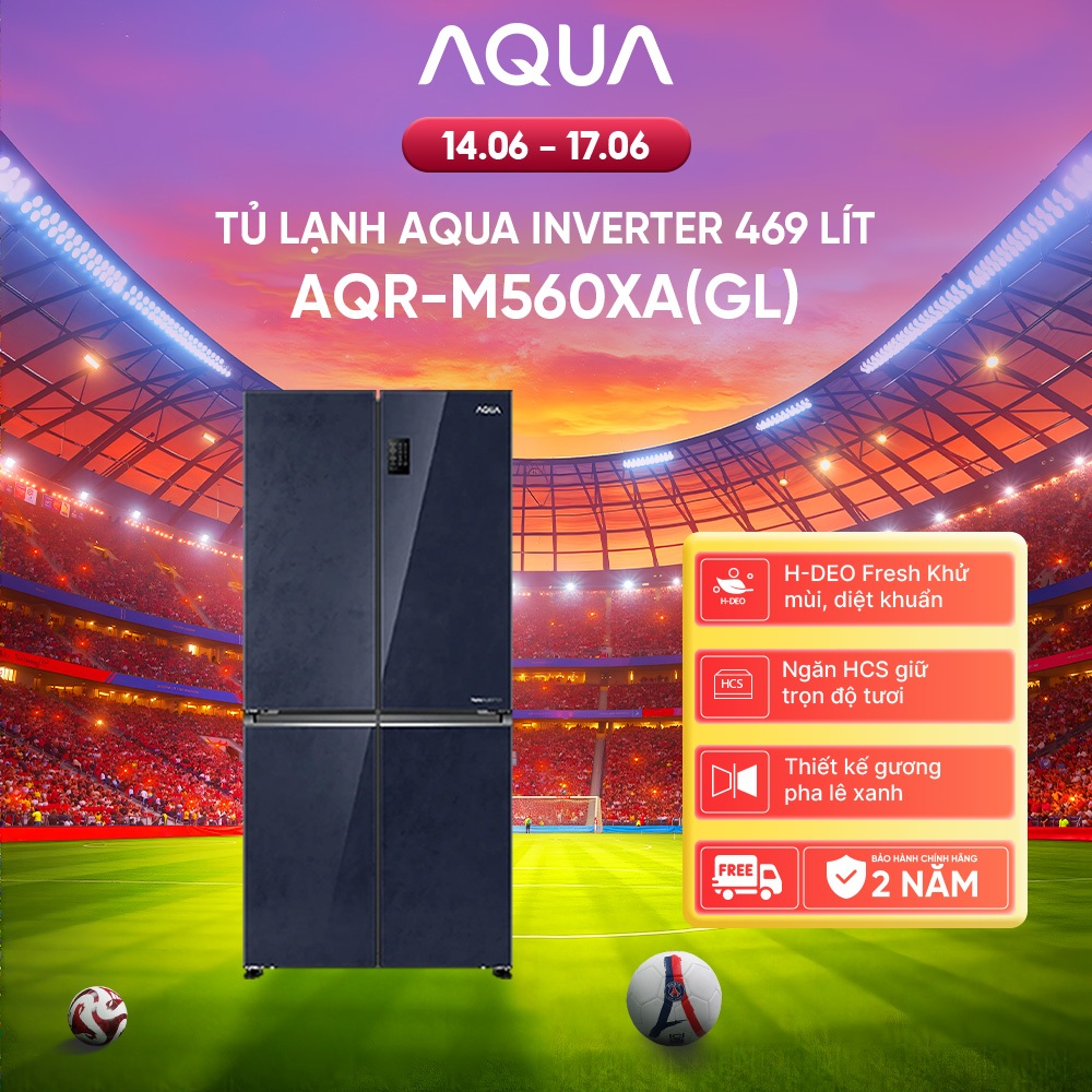 Tủ Lạnh Aqua Inverter 469 Lít AQR-M560XA(GL) - Bảo hành 2 năm - Freeship toàn quốc