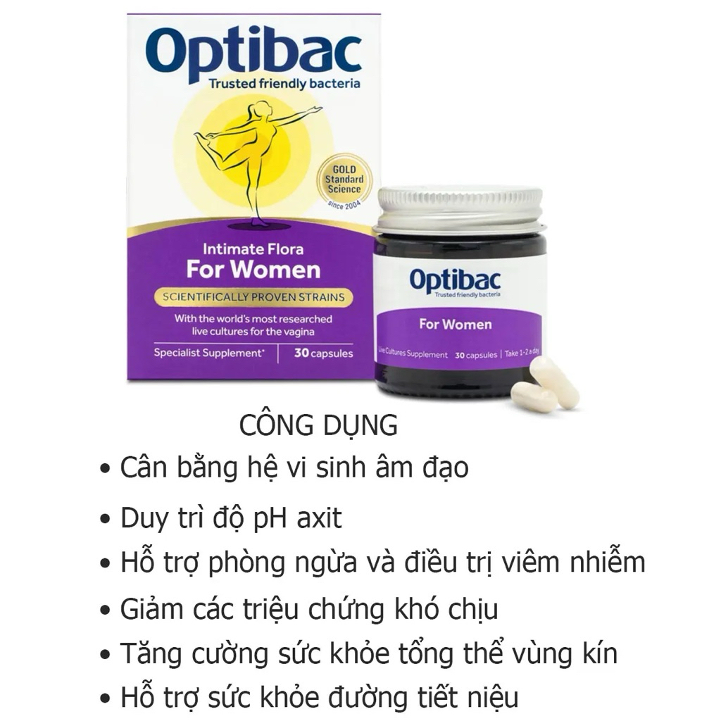 Viên men phụ khoa Optibac- lọ 14 viên