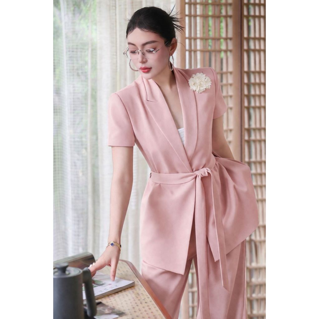 Set blazer cao cấp IFY Design thiết kế áo blazer phối quần suông tôn dáng thanh lịch - SL2857