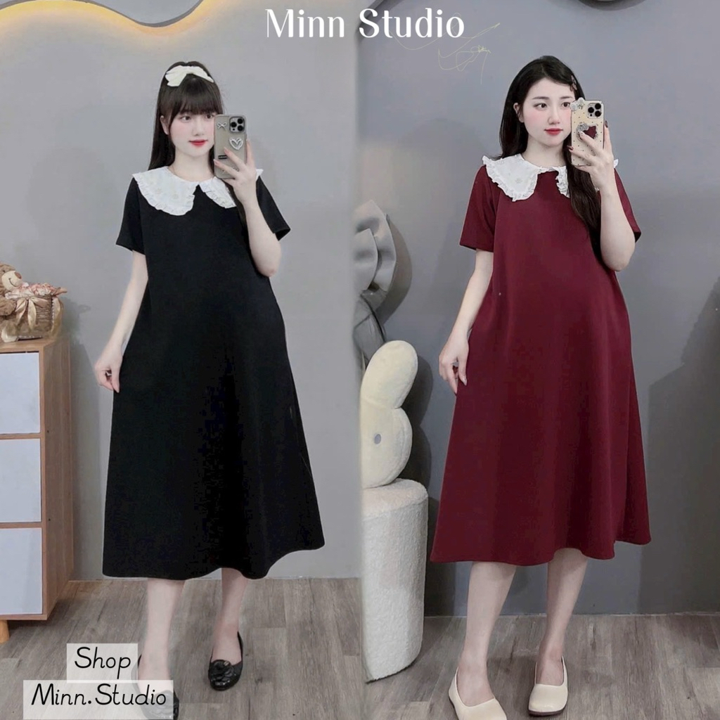 [Minn.Studio ] Váy Suông Umi Dáng A Phối Cổ Trắng Đính Ngọc
