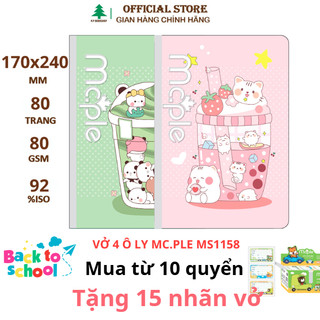 1158 - Vở 4 ô ly MC.PLE 80 trang (ĐL 80gsm, 92%ISO)