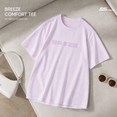 Áo Thun Nữ Ngắn Tay BREEZE COMFORT TEE, Chất Cotton Mát, Thiết Kế In Trẻ Trung W0ATS26010