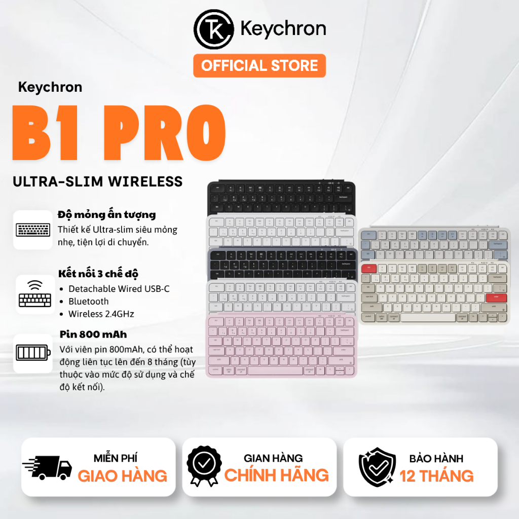 [NEW COLOR] Bàn phím không dây Keychron B1 Pro Ultra-Slim Wireless