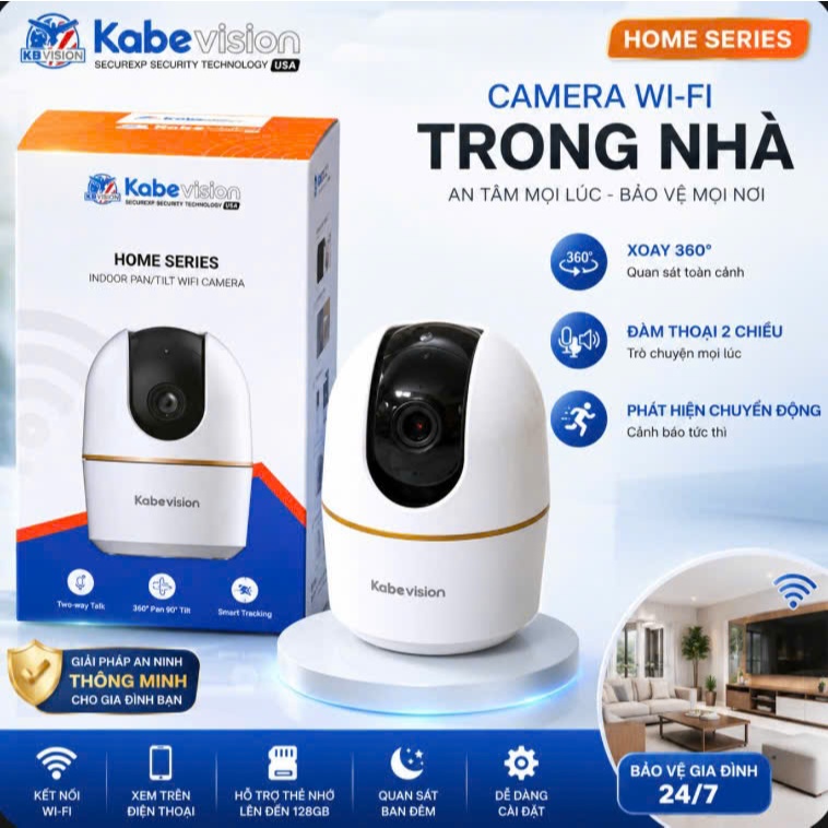 Camera Wifi Trong Nhà KBVision Home Series - Camera Giám Sát Xoay 360 Độ, Đàm Thoại 2 Chiều