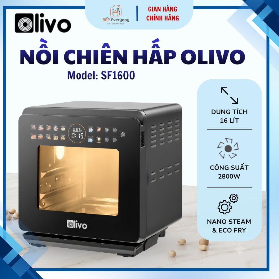 Nồi Chiên Hấp Đa Năng Olivo SF1600 Màn Hình OLED Hiện Đại, Chiên Hấp Kết Hợp Giữ Trọn Dinh Dưỡng - B