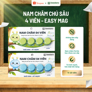 Nam châm chú sâu - Easy Mag - 4 Viên - Màu pastel - Thế Giới Bảng - Nam châm tròn hít bảng
