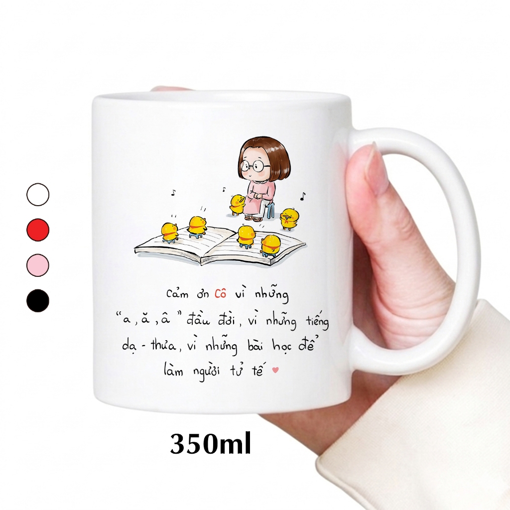 Ly Sứ Cốc Sứ Cám Ơn Tri Ân Cô Giáo, Quà Tặng Cô Giáo Ý Nghĩa có 4 màu