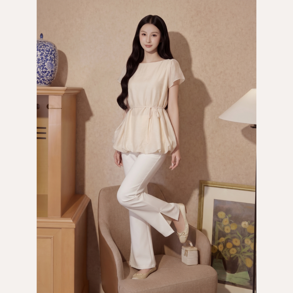 Quần tây nữ ống loe xẻ tà cạp cao, quần vải công sở ống loe nhẹ tôn dáng Linly Store QD-D7 | BigBuy360 - bigbuy360.vn