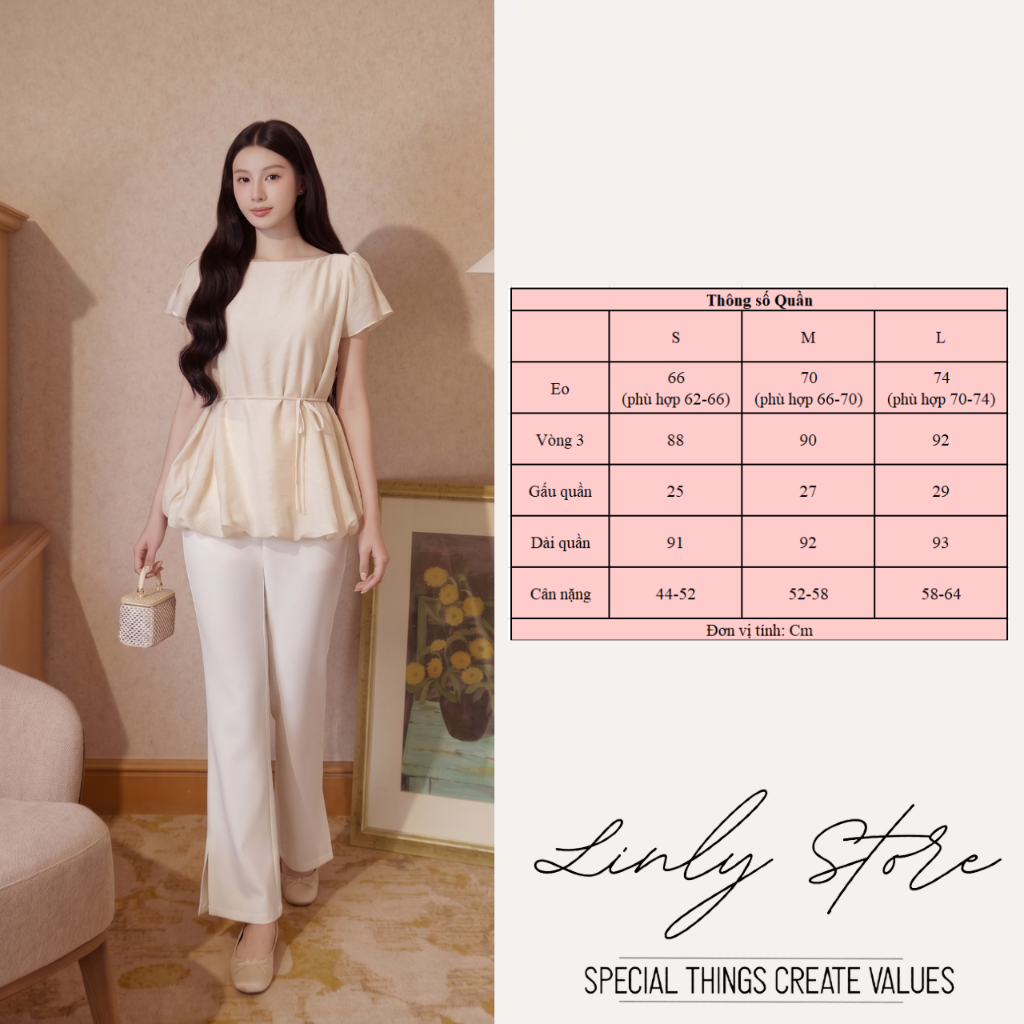 Quần tây nữ ống loe xẻ tà cạp cao, quần vải công sở ống loe nhẹ tôn dáng Linly Store QD-D7 | BigBuy360 - bigbuy360.vn