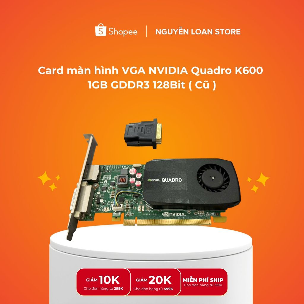 Card Màn Hình VGA NVIDIA Quadro K600 1GB GDDR3 128Bit - Card Đồ Họa Chuyên Dụng Cho Máy Trạm Worksta
