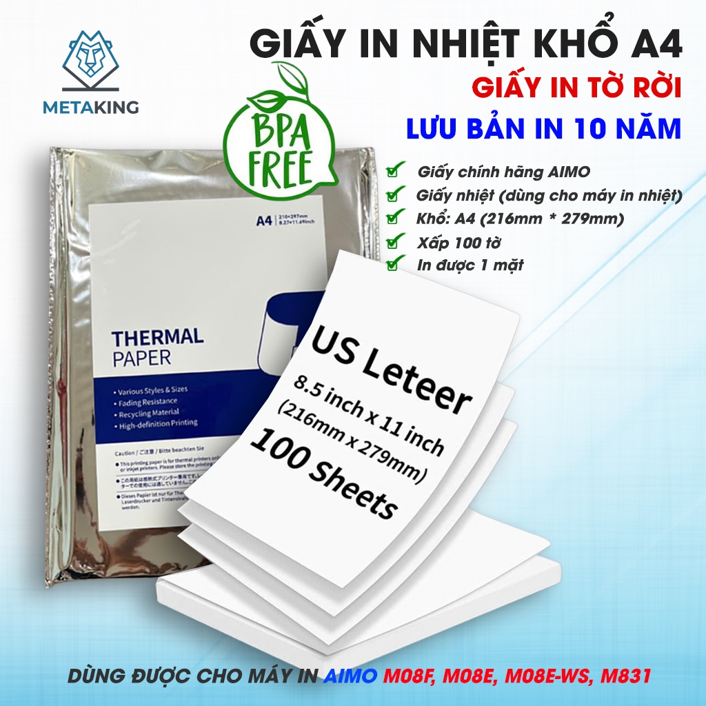 Giấy In Nhiệt Khổ A4 - Lưu Bản In 10 Năm (Sử dụng cho máy in M08F, M831, M08E-WS, M08E) [GIẤY CHÍNH 