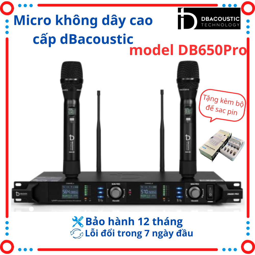 Micro Không Dây DBacoustic DB650 PRO – Âm Thanh Chuyên Nghiệp | Sóng Khỏe | Giá Tốt