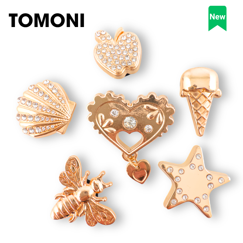TOMONI Cham Dép Cross Kim Loại - Sticker Gắn Dép Sục Lỗ Phụ Kiện Trang Trí Kim Loại Sang Trọng VHM95