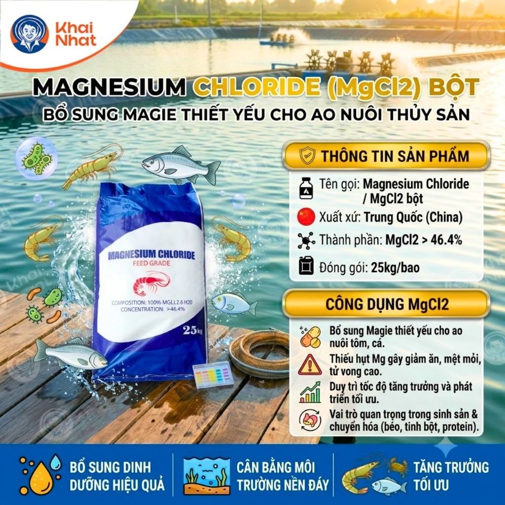Khoáng MgCl2 bột (25kg/bao) - Magnesium Chloride - bổ sung Mg giúp tôm khỏe mạnh