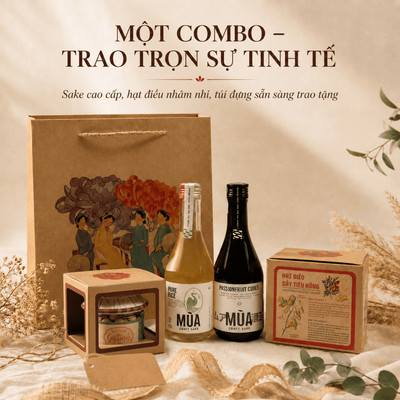 Combo Quà Tặng Bạn Trai, Rượu Sake Cao Cấp, Điều Sấy Tiêu Hồng, Combo Nhâm Nhi, Kèm Túi Giấy