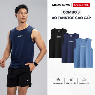 COMBO 3 Áo Tanktop Nam MENTORIS, Áo Ba LỗTập Gym Nam,Vải Thun Lạnh Thoáng Khí,Form Thể Thao CB3.MATT25S002