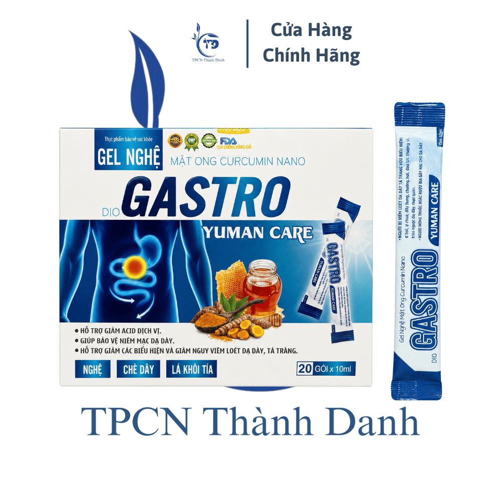 Tuýp Uống Gel Nghệ Mật Ong GASTRO Hỗ Trợ Giảm Acid Dịch Vị, Giúp Bảo Vệ Niêm Mạc Dạ Dày - Hộp 20 Gói