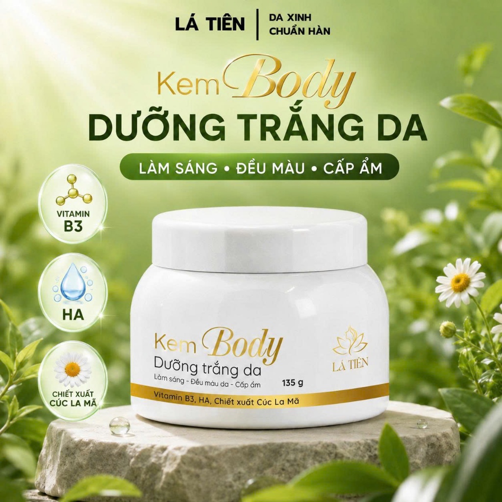 Kem Body Trắng Da LÁ TIÊN Beauty, Kem Trắng Da Body Dưỡng Ẩm Sáng Da Mềm Mịn Tươi Tắn Tự Nhiên