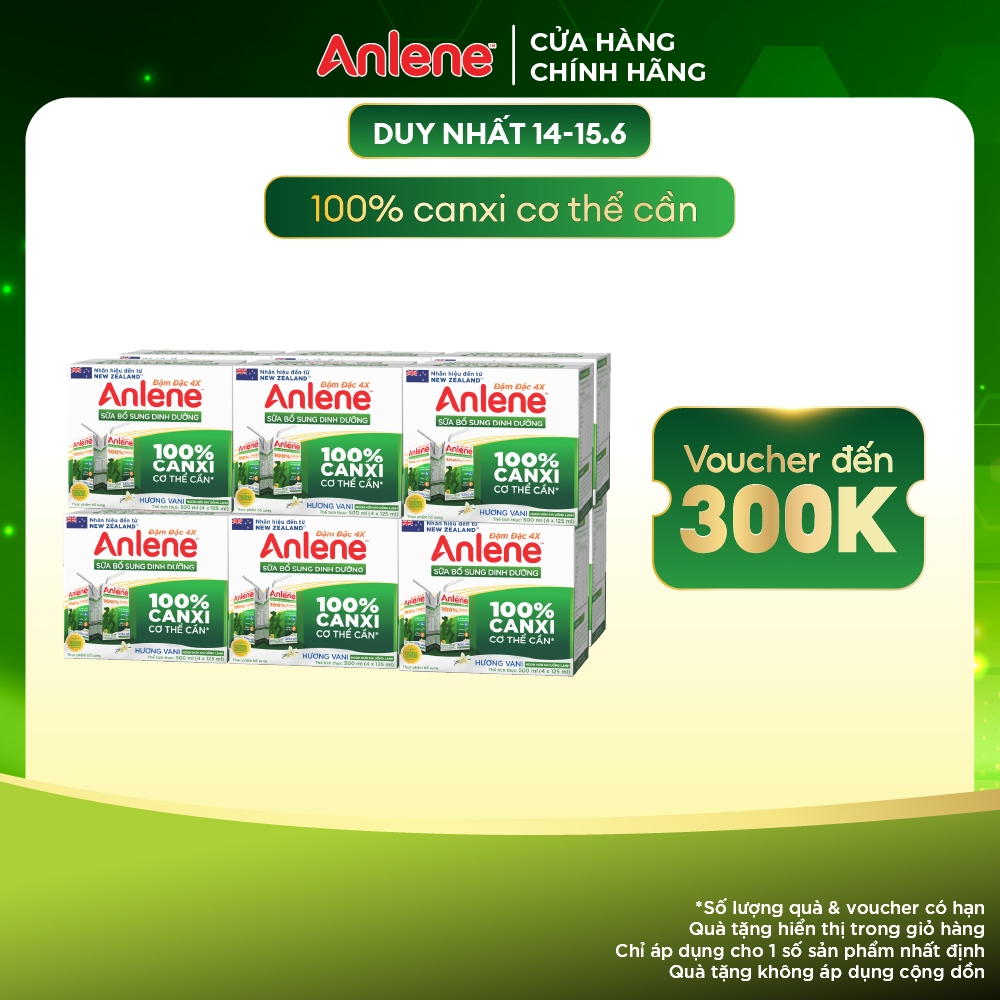 Thùng 48 hộp sữa nước Anlene hương Vani đậm đặc 110ml